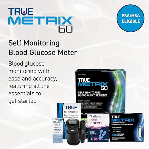 TRUE METRIX AIR Meter Kit, Glucose Monitor, Supplies, Log Book, Solution
