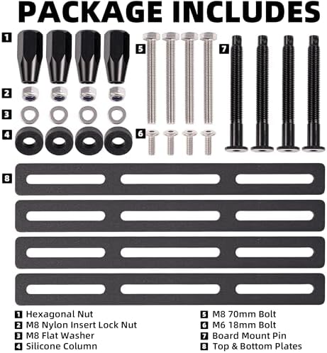 Recovery Board Mount Kit, Universal Bracket for Traction Tracks, Adjustable DIY Lockable Pin Set for Roof Rack, Crossbar & Cargo Basket