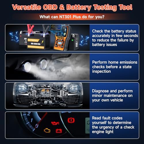FOXWELL NT301 Plus 2 IN1 OBD2 Scanner Battery Tester with Storage Case Code Reader Scan Tool