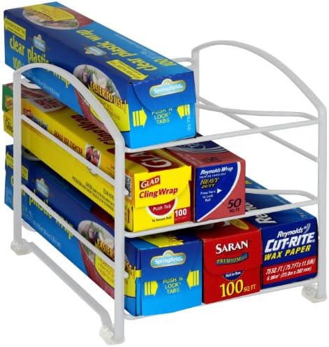 Deco Brothers Wrap Organizer Rack for Kitchen Cabinet, 3 Tier, Bronze | for Small / Standard Box, Height Clearance 2-1/2"