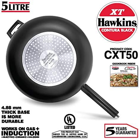 Hawkins Contura Hard Anodized Induction Compatible Extra Thick Base Pressure Cooker, Black, 5L