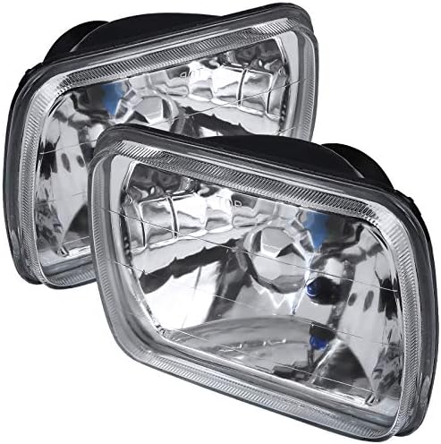 Fits 7X6 Black Clear Square Replacement Headlights Lamps H4 H6054 Conversion Kit