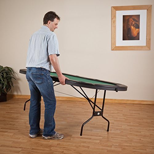Fat Cat Folding Poker Table for 10 Players, Foldable Texas Holdem Casino Table with Cushioned Rail, Drink Holders, and Green Felt Top