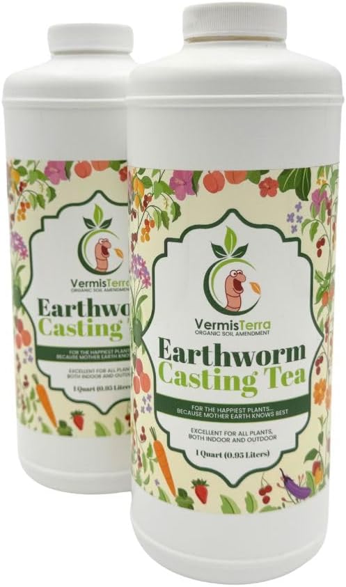 Worm Tea for Gardening - 32oz Quart - Organic Earthworm Soil Enhancer - Vermicompost with Kelp - Increase Yields, Boost Growth, Reduce Stress- Vegetables, Flowers, Fruit Trees - Plant Probiotic