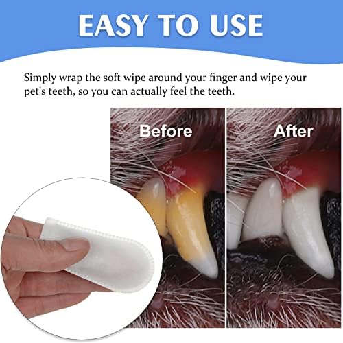 Pet Dental Fingers Wipes, Oral Cleansing Teeth Wipes Pads for Dogs and Cats - Optimize Oral Health, Freshen Breath- 50 Count