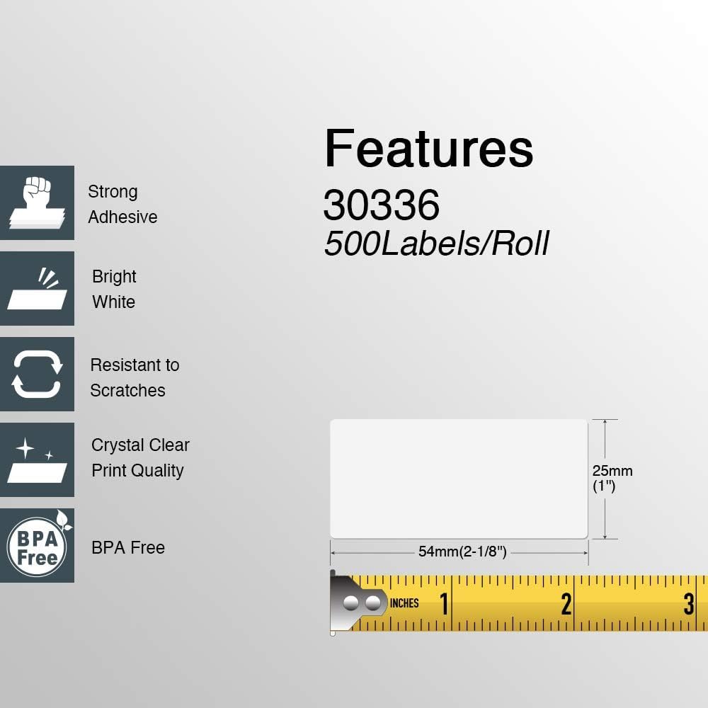 BETCKEY - Compatible DYMO 30252 (1-1/8" x 3-1/2") Address & Barcode Labels - Compatible with DYMO Labelwriter 450, 4XL, NOT Fit 550 & 5XL [10 Rolls/3500 Labels]