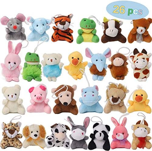 Juegoal 26 Pack Christmas Mini Animal Plush Toy Set, Cute Small Stuffed Animal Keychain Set, Goodie Bag Fillers, Carnival Prizes for Kids