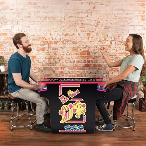 Arcade1Up Ms. PAC-MAN Head-to-Head Arcade Table, 12 Classic Games | Retro Home Arcade Machine with Light-Up Control Deck & Real-Feel Joysticks
