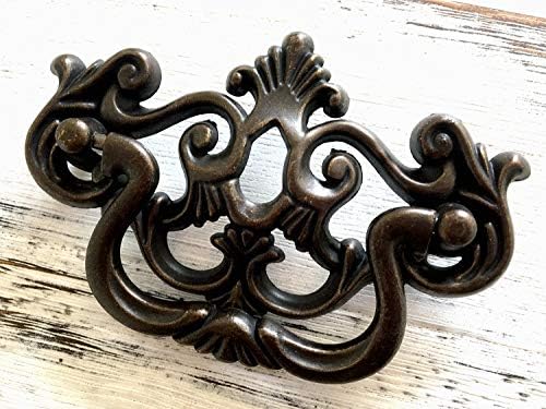 3" C-C Bail Drawer Pull Drop Dresser Pull Dark Antique Brass Swing Drawer Handle Vintage Style