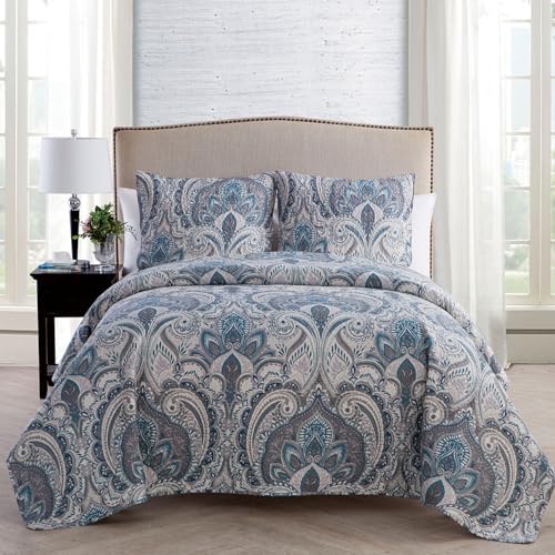 VCNY Home Lawrence 3-Piece Bedding Set, Queen/Full, Blue