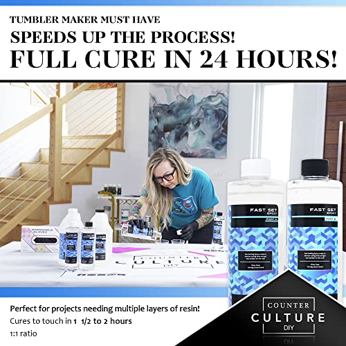 Counter Culture DIY Fast Set Epoxy Resin, 32 oz Kit, Quick Art Supplies for Coating, Casting, Geodes, Tabletop, Bar Top, Live Edge River Tables