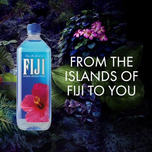 FIJI Natural Artesian Bottled Water, 1 Liter / 33.8 Fl Oz (Pack of 12) | 100% Natural Electrolytes, Large Water Bottles 12 Pack, Agua