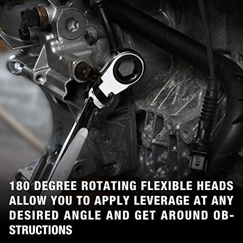 DURATECH Extra Long Flex-Head Ratcheting Wrench Set, 5-Piece, SAE