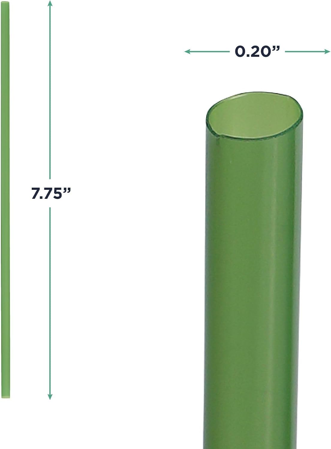 Eco-Products Compostable Paper Wrapped Plastic Straws, 7.75" Long, 5mm Diameter, Case of 9600, Green Disposable Plant Based PLA Plastic