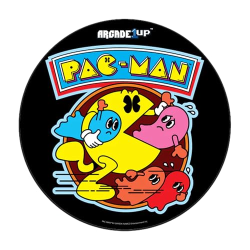Arcade1Up Adjustable Padded Arcade Game Stool, Steel Frame, Pac-Man, 21.5" to 29.5"- with Leg Extenders, Padded Seat, and Chrome Steel Finish for Home