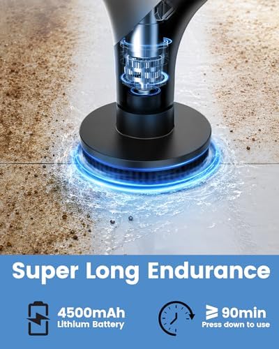 Electric Spin Scrubber IPX7 Waterproof Shower Scrubber with 7 Brush Heads | 2.5N·m Torque Power Scrubber for Bathroom Grout Tile Bathtub Cleaning
