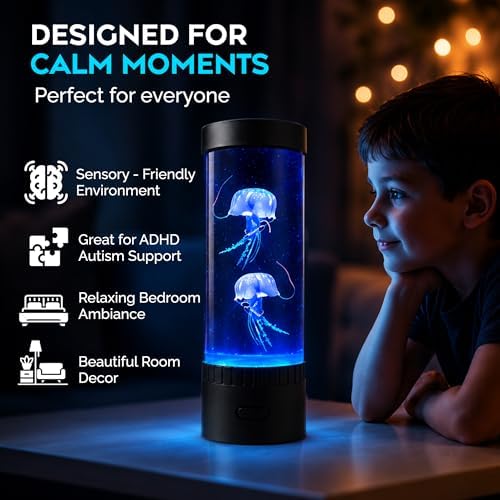 Brewish Jellyfish Lamp, 16 Color Options, 4 Mode Lifelike Jellyfish Aquarium, Electric Jellyfish LED Night Light, Fake Aquarium, Home Decor