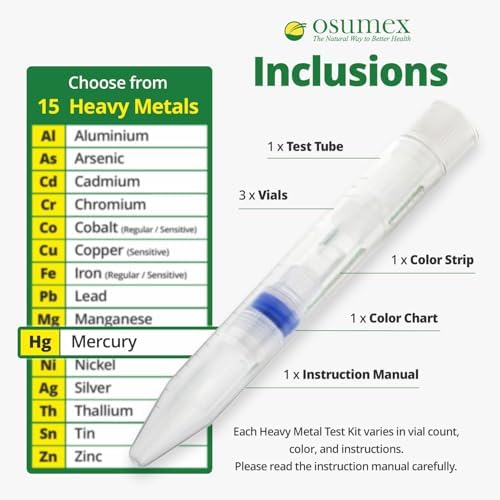 Heavy Metal Mercury Test Kit 1 Pack Heavy Metals Test - Drinking Water Test Kit, Heavy Metal Test Kit, Mercury Testing Kit