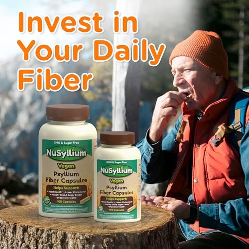 NuSyllium Psyllium Husk Powder USDA Organic, 21 Oz, Dietary Fiber Supplement with Brown Sugar, Helps Promote Digestive Health* Unflavored, 85 Servings