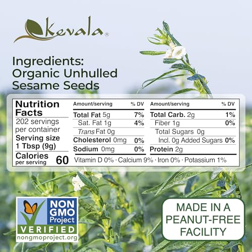 Kevala Raw Sesame Seeds Unhulled: 4 lb, Seeds for Cooking and Baking | Nutritious Snack for Clean Food Lovers, Topping for Pretzels and Bagels