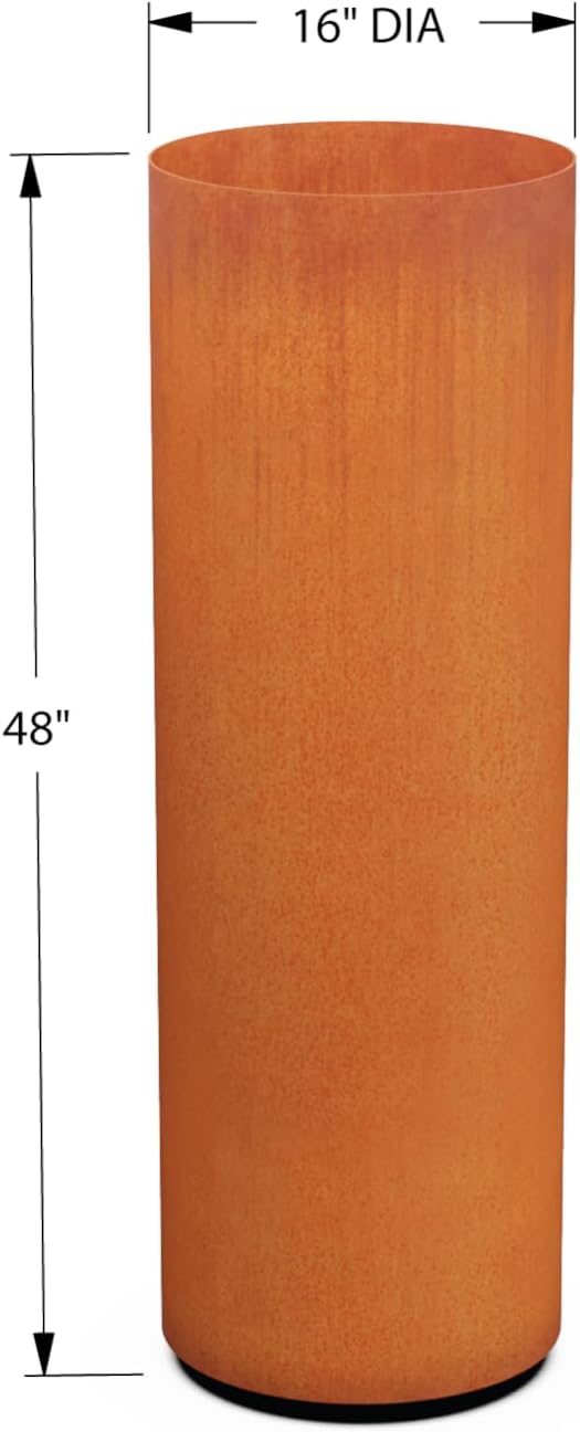 Plantercraft Large Round Planters for Outdoor Plants - 24 Inch Corten Steel Planter for Patio