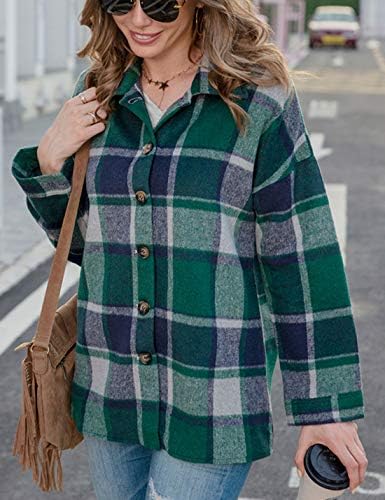 Yeokou Women's Plaid Flannel Shacket Oversized Button Down Long Sleeve Shirt Jacket Casual Spring Fall Outfits