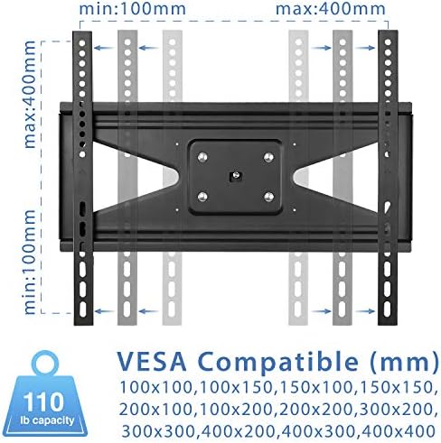 Mount-It! Bolt Down TV Stand, Anti-Tip Swivel Tabletop TV Mount for 32"–55" Screens up to 110 lbs, VESA 100x100 to 400x400, TV Base Replacement