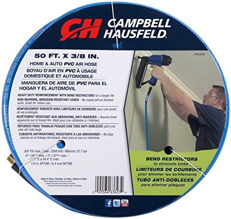 Campbell Hausfeld 3/8" PVC 50 Foot Air Hose with Bend Restrictors (PA121600AV) , Blue