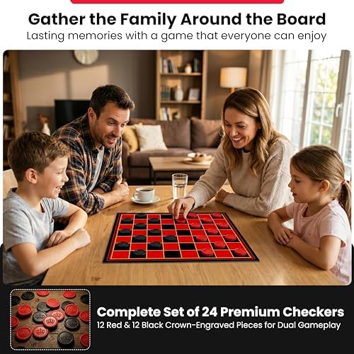 Kangaroo - Multiplayers Strategy Checker Board Game for Kids & Adults - Portable Educational Travel Cardboard Checkers - Includes Large Board w/ 24