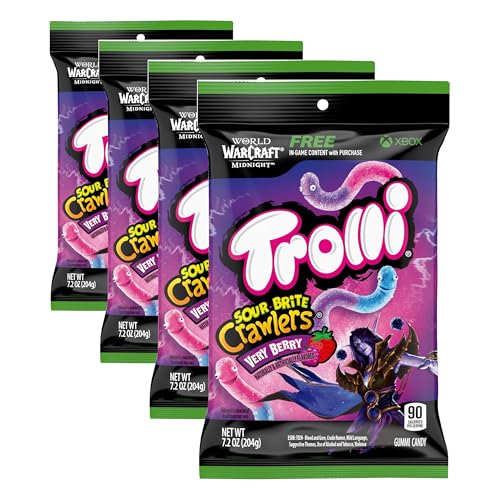 Trolli Sour Brite Crawlers Candy, Very Berry, Sweet and Sour, Gummy Worms, 7.2 oz