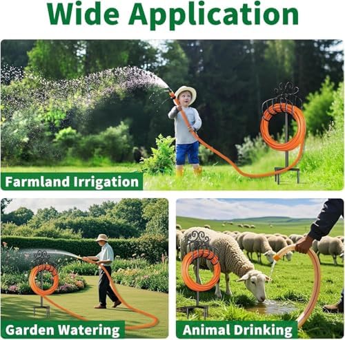 AMAGABELI GARDEN & HOME Hose Holder for Outside Freestanding 150 Feet Christmas Gift Heavy Duty Metal Detachable Rustproof Hose Stand Hanger