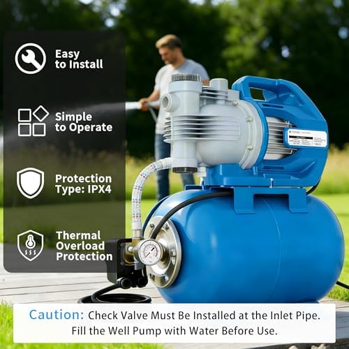 FOTING 1.6HP Shallow Well Pump with Pressure Tank, 1700GPH Automatic Irrigation Water Booster Jet Pump