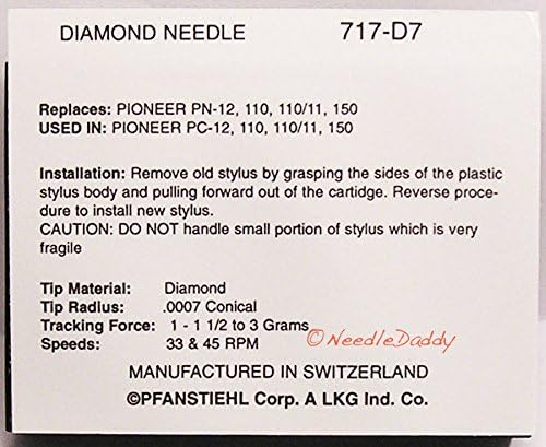 New in Box Needle Stylus for Pioneer PL-100X PL-200X 300X PL-400X 512 514 717-D7
