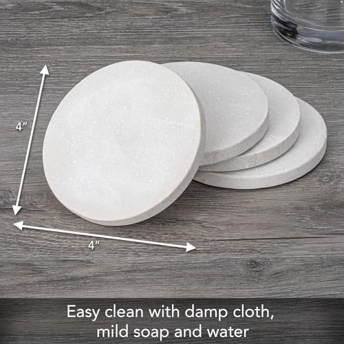 Thirstystone Round Natural Sandstone Coaster 4 Pack | 4" Diameter, Protective Cork Backing, Absorbent