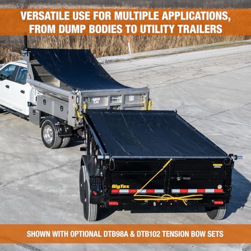 Buyers Products DTR7018 Aluminum Tarp System with Mesh Tarp, 7 x 18 Feet – Dump Body Tarp Kit, Dump Trailer Accessories, Heavy Duty Double-Stitched Hems, Brass Grommets, Telescoping Roller
