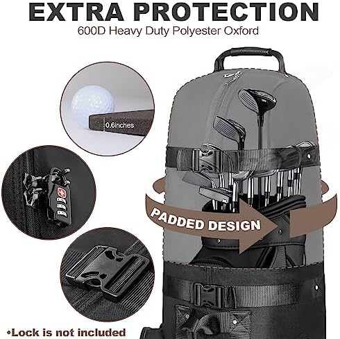 Golf Travel Bag - Heavy Duty 600D Polyester Oxford Wear-Resistant | Excellent Zipper Universal Size with Wheels
