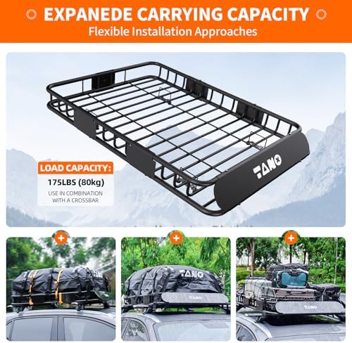 51" x 36" x 5" Roof Rack Cargo Carrier Basket with Waterproof Bag, Rooftop Cargo Carrier with Cargo Net & Ratchet Straps