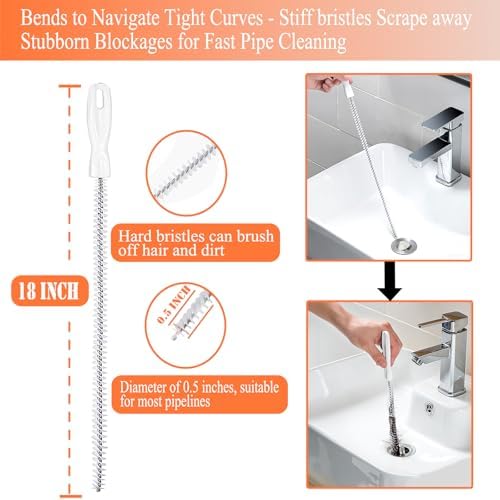 Drain Snake Auger 33 Ft, Plumbing Snake Drain Hair Clog Removal Tool, Heavy Duty Snake Auger