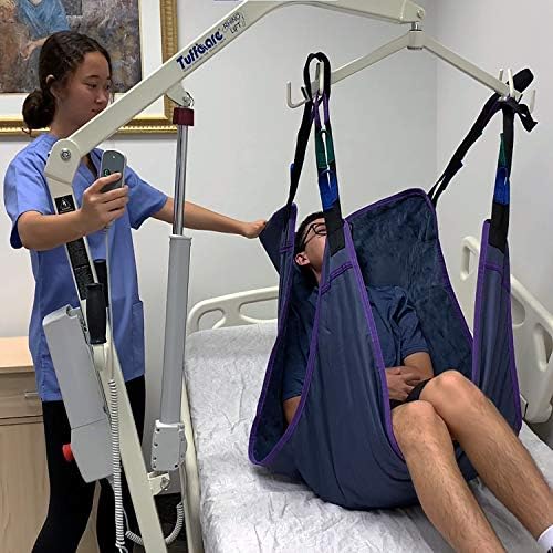 Electric Patient Lift - Rhino Lift with Manual Low Base - with Universal Divided Leg Sling(Large), 450 lb. Weight Capacity.