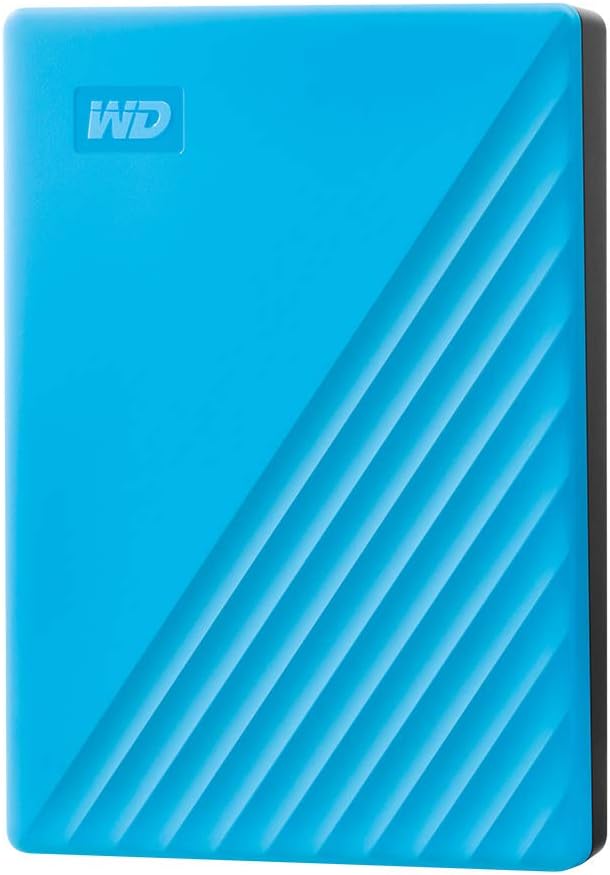 WD 4TB My Passport, Portable External Hard Drive, Blue, backup software with defense against ransomware, and password protection