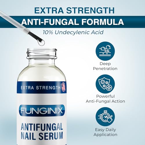 FUNGINIX Toenail Fungus Treatment Extra Strength - Antifungal Nail Treatment With 10% Undecylenic Acid & Tea Tree Oil - Includes Natural Oils & Botanicals - Made in USA (Packaging Does Vary)