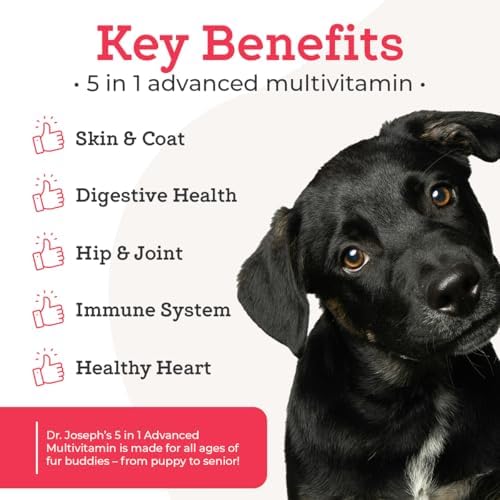 Dr. Joseph's VetPro Complete Multivitamin Dog Supplement, 120 Count (Large Dog 60 Day Supply), 5in1 Chew with Vitamins, Enzymes & Nutrients