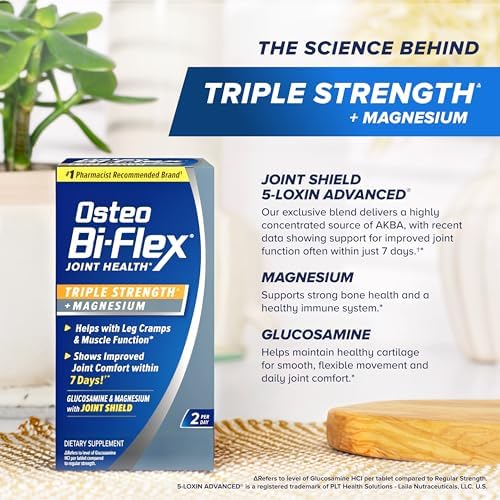 Osteo Bi-Flex Triple Strength Glucosamine Supplement with Magnesium, 80 Ct | Improve Joint Function, Helps Leg Cramps and Muscle Function