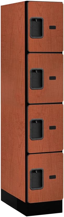 Salsbury Industries Four Tier Designer Wood Locker, Mahogany, 6' 3" x 18"