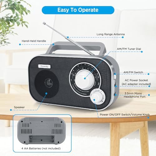 DreamSky AM FM Portable Radio Plug in Wall or Battery Operated