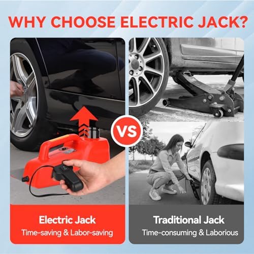 Trihelper Electric Car Jack 5 Ton 12V Floor Jack Hydraulic Jack Stand Car Lift Jack with Integrated Tire Pump for SUV Truck Sedan Vehicle Roadside
