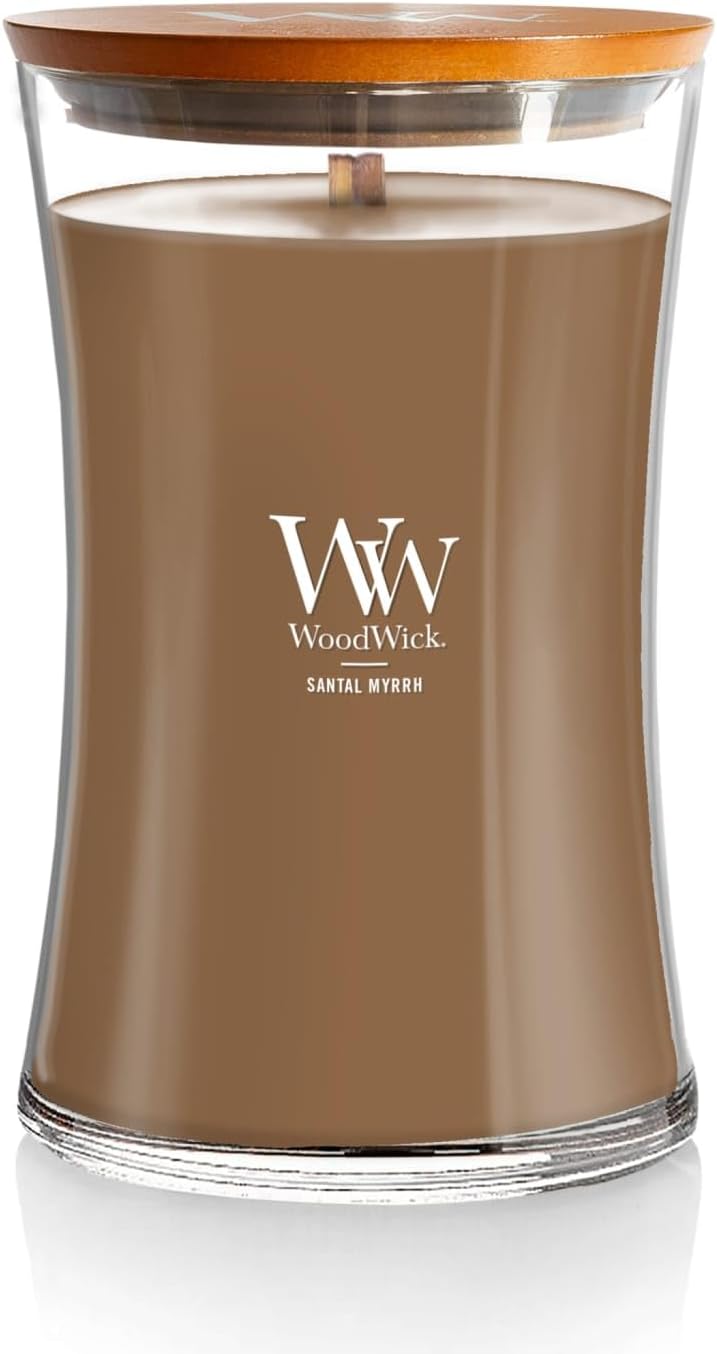 WoodWick Fireside Holiday Candle Gifts for Women and Men, 9.7 oz Medium Hourglass Candle with Crackling Wick