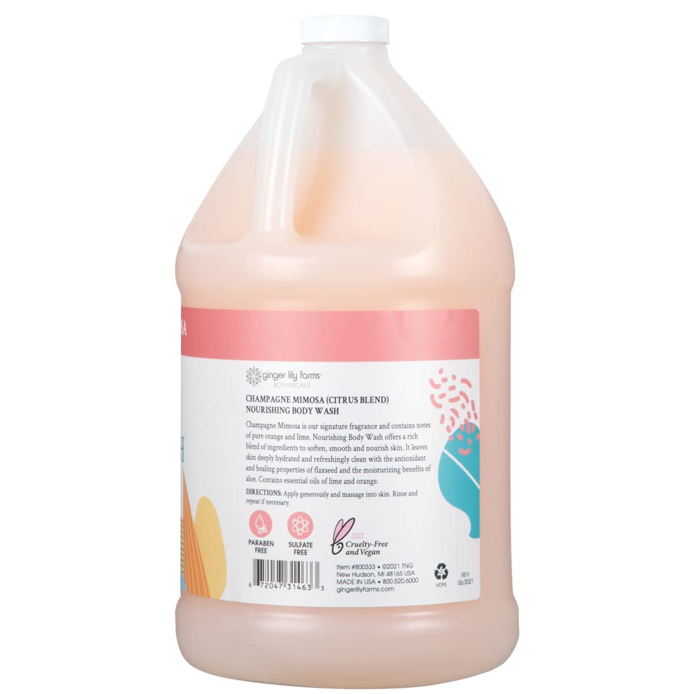 Ginger Lily Farms 1 gal Nourishing Body Wash, Citrus Blend Scent | for Hands, Body & Hair, Moisturizing Wash, Salon Wash, Spa Cleanser, Salon & Spa Essentials, Manicure & Pedicure Supplies
