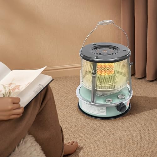2 in 1 Portable Kerosene Heater & Stove Height Adjustable, 2600W Kerosene Stove, Non Electric Heaters for Indoor Outdoor, Emergency Oil Heater 107.64-161.46 ft²heating area for 15-17 hour(Black)
