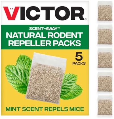 Victor M805 Scent-Away Natural Rodent Repeller – Peppermint Oil Mouse and Rat Repellent – 5 High-Strength Rodent Repelling Sachets Included